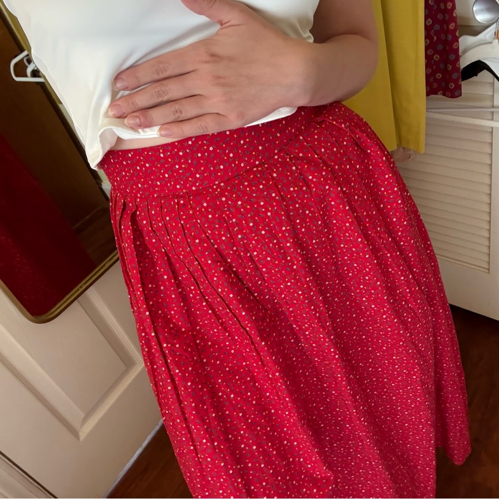 Prairie midi/maxi ditsy floral pattern waist cotton vintage skirt - Picture 4 of 8